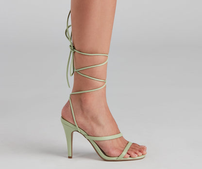 Szpilki damskie sznurowane | Kwadratowy nosek, obcas stiletto, podwójne paski | Elegancki styl wieczorowy