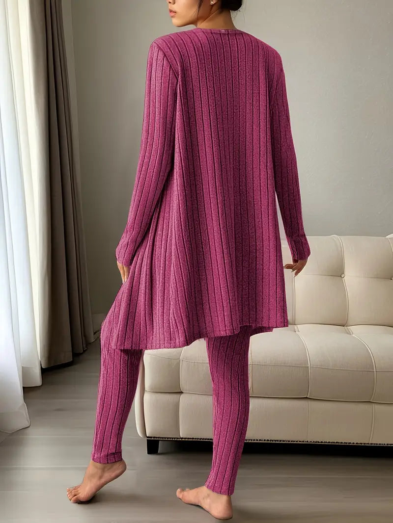 Komplet damski trzyczęściowy | kardigan, legginsy