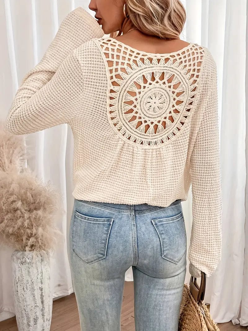 Sweter damski | dekolt V, strukturalny splot