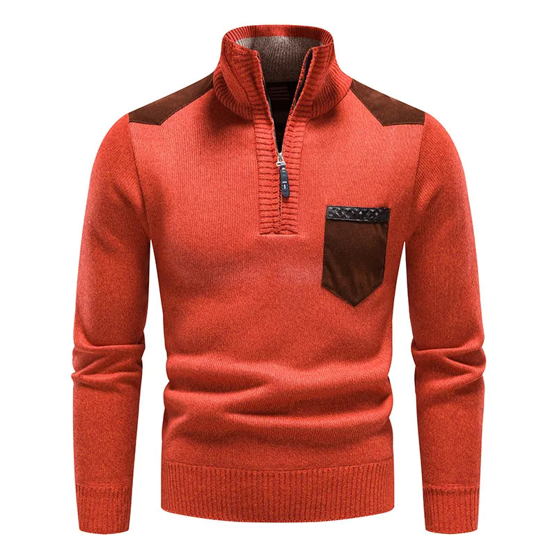 Sweter męski | golf colorblock, dwukolorowy
