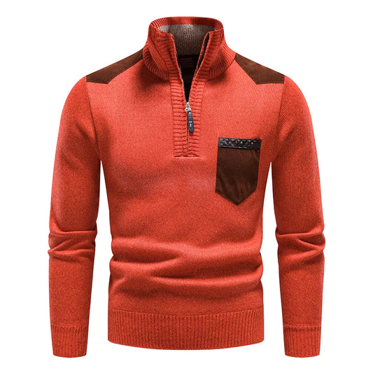 Sweter męski | golf colorblock, dwukolorowy