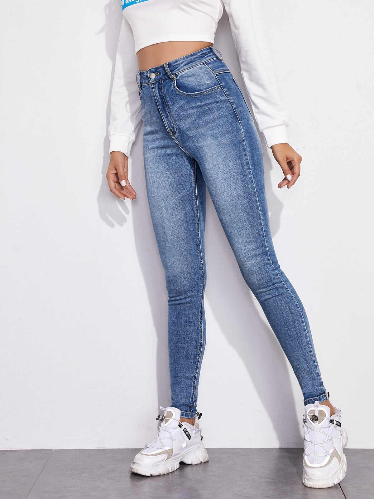 Dżinsy skinny damskie | wysoki stan, elastyczny denim