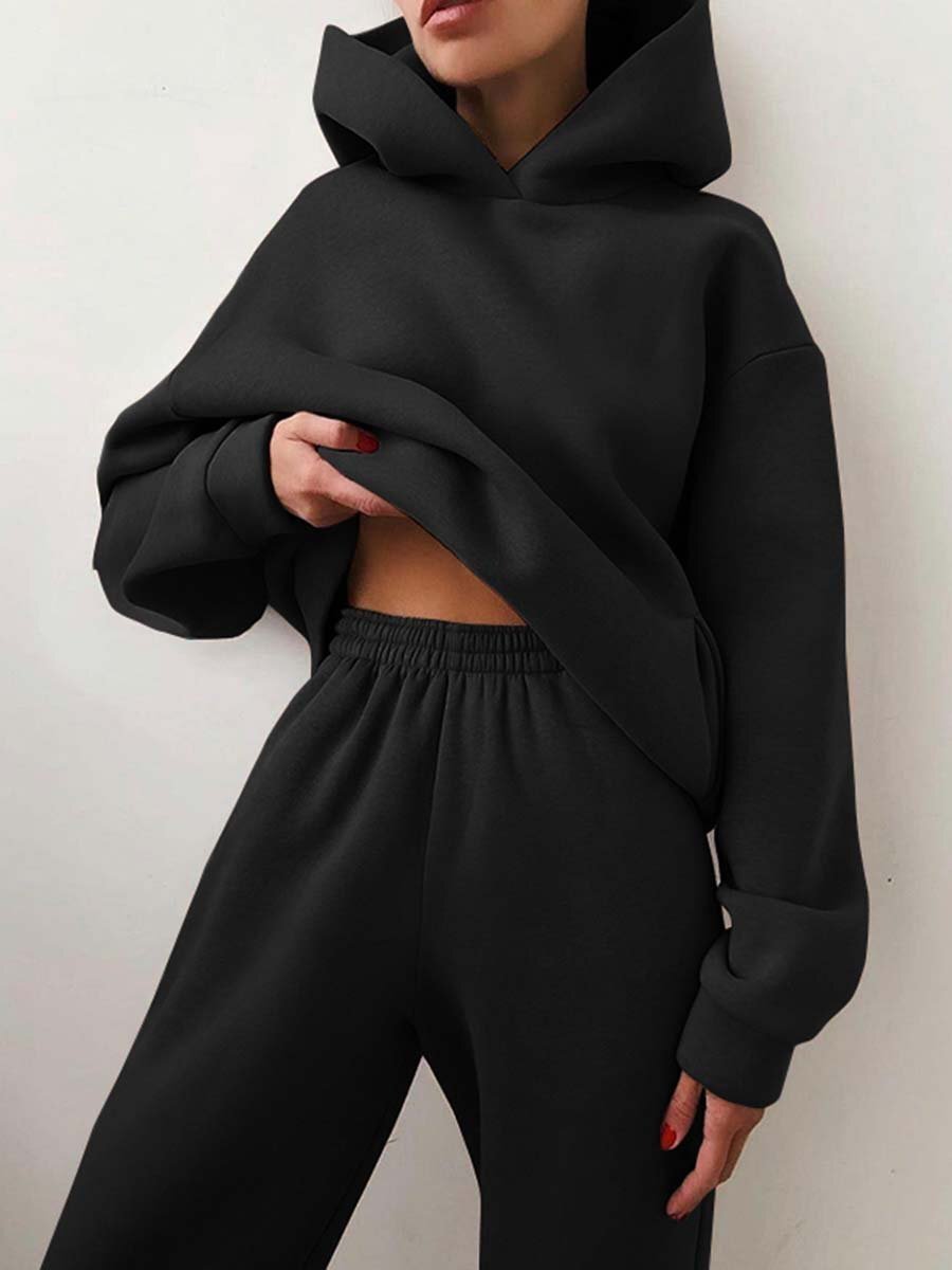 Dres damski | bluza z kapturem, szerokie spodnie
