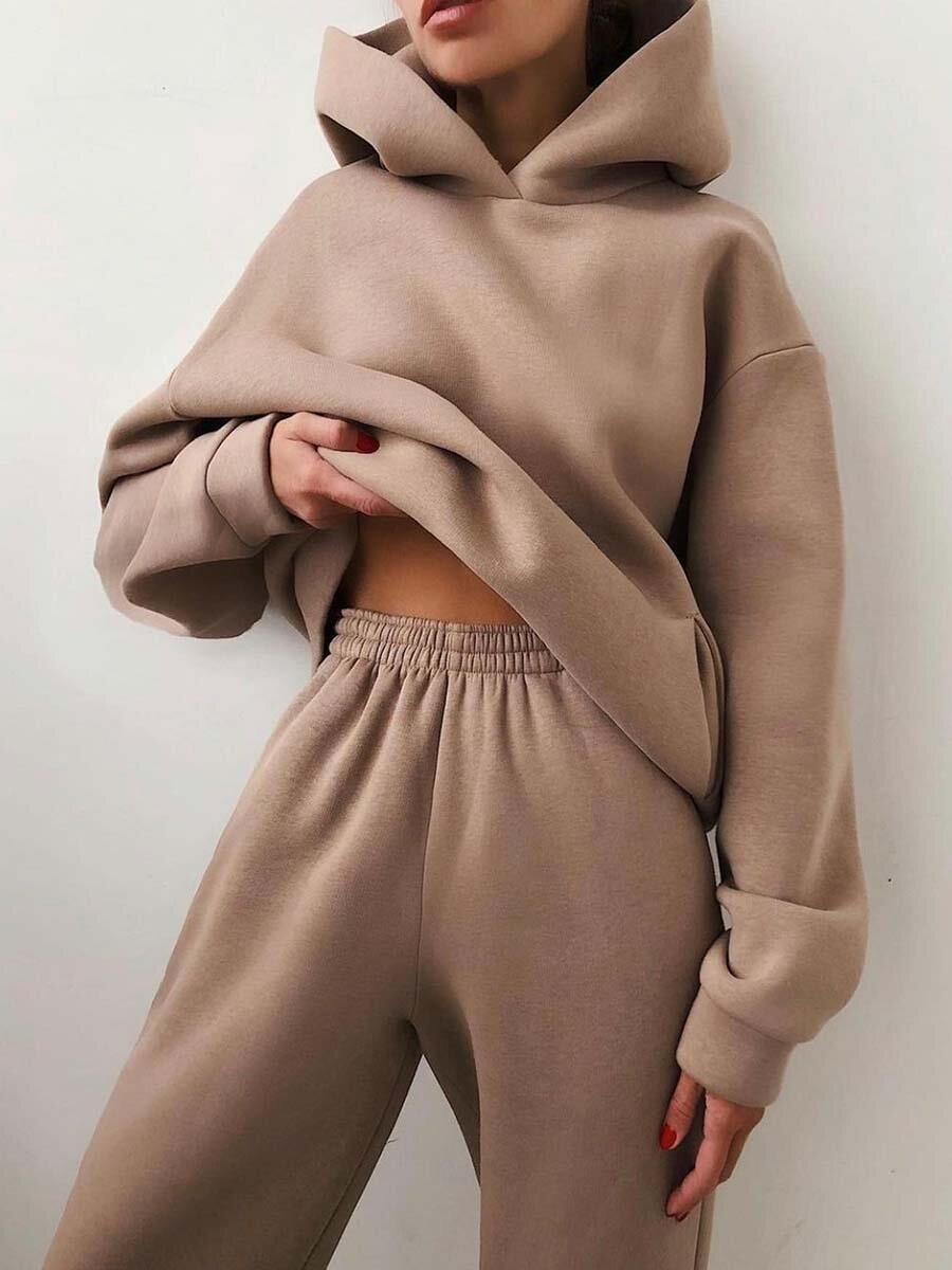 Dres damski | bluza z kapturem, szerokie spodnie