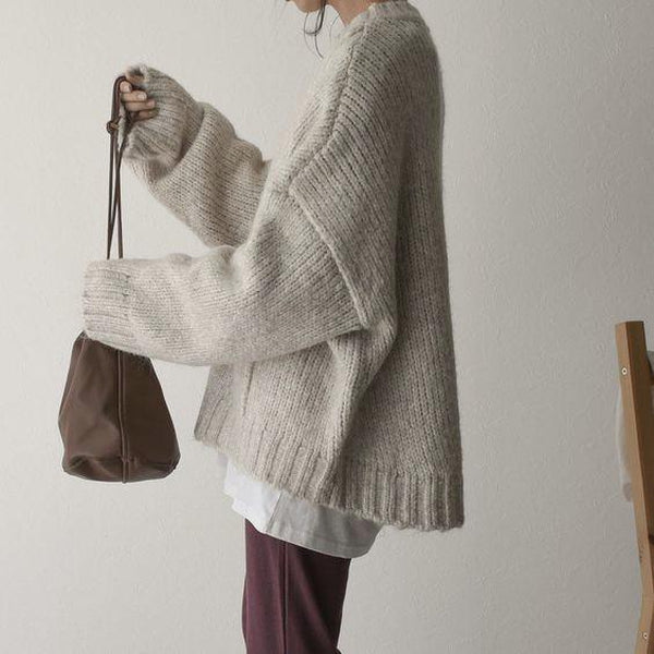 Sweter damski | oversize, kontrastowa kieszeń