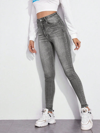 Dżinsy skinny damskie | wysoki stan, elastyczny denim