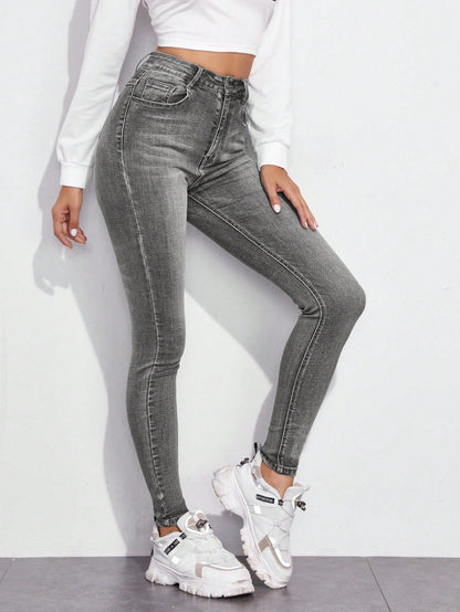 Dżinsy skinny damskie | wysoki stan, elastyczny denim