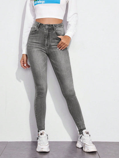 Dżinsy skinny damskie | wysoki stan, elastyczny denim