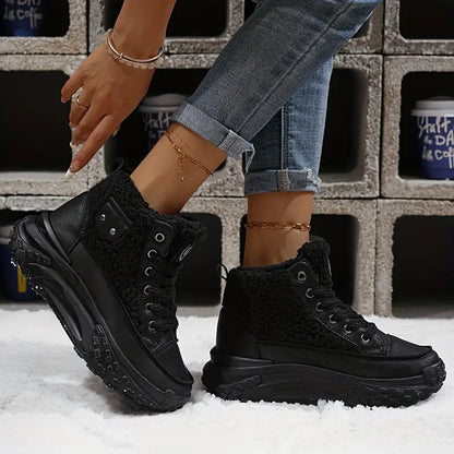 Sneakersy damskie na platformie | wysoka cholewka