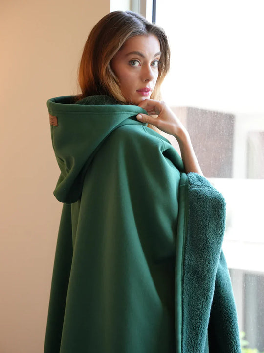 Koc z kapturem | oversize, jedwabista tkanina