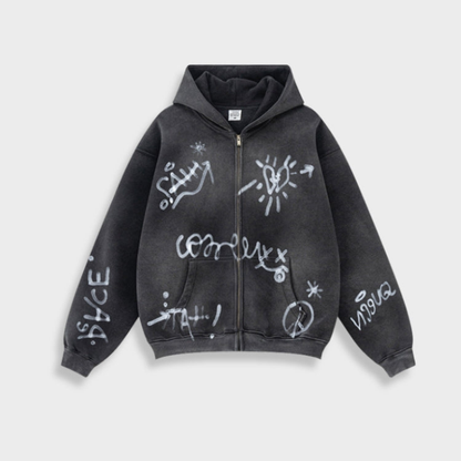 Bluza męska z kapturem | nadruk graffiti, oversize