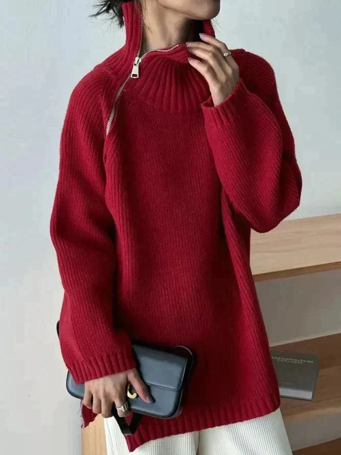Sweter damski | wysoki kołnierz, dopasowany krój