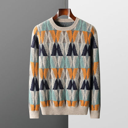 Sweter męski | geometryczny wzór, klasyczny krój