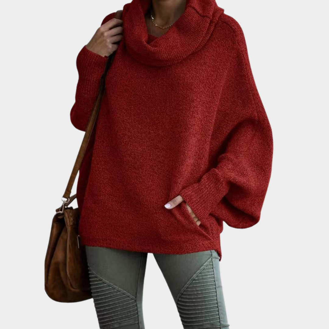Sweter damski | rękawy nietoperzowe, kieszeń
