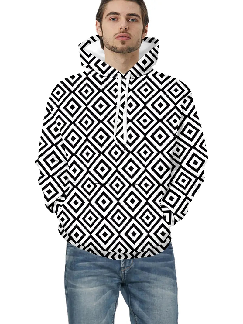 Bluza męska z kapturem | geometryczny wzór