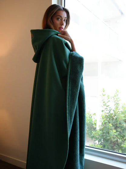 Koc z kapturem | oversize, jedwabista tkanina