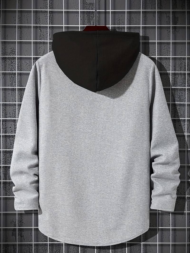 Bluza męska z kapturem | color block, długie rękawy