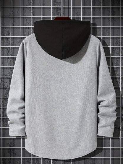 Bluza męska z kapturem | color block, długie rękawy