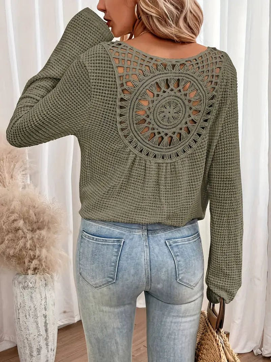 Sweter damski | dekolt V, strukturalny splot