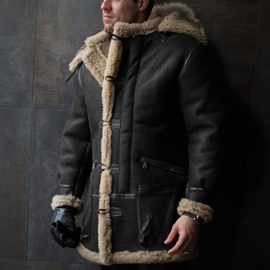 Parka męska długa | wysoki kołnierz, gruba podszewka