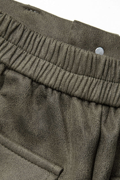 Spodnie cargo damskie | zamszowe wykończenie