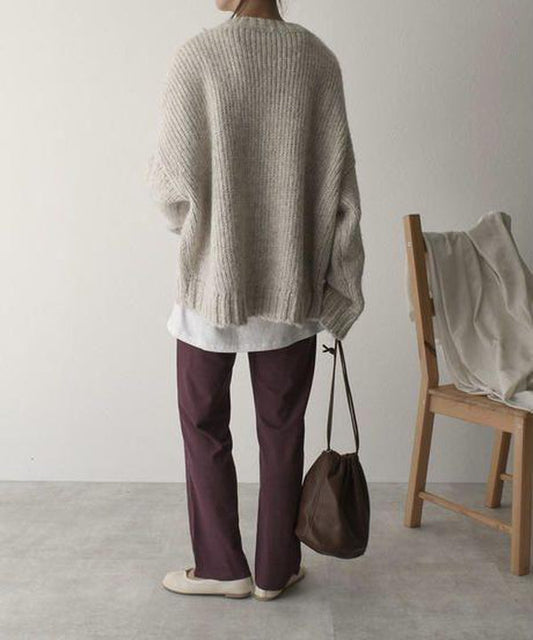 Sweter damski | oversize, kontrastowa kieszeń