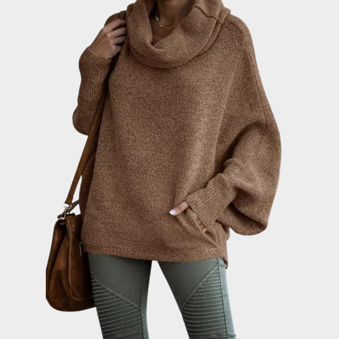 Sweter damski | rękawy nietoperzowe, kieszeń