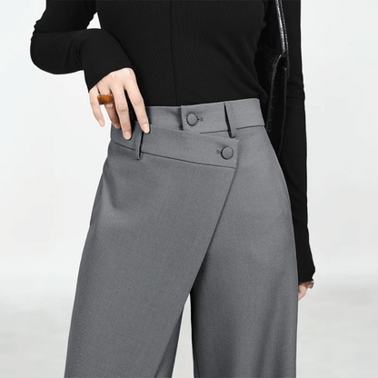 Pien - Spodnie damskie szerokie | Asymetryczny krój, szerokie nogawki | Elegancki styl na co dzień