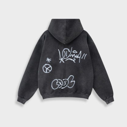 Bluza męska z kapturem | nadruk graffiti, oversize