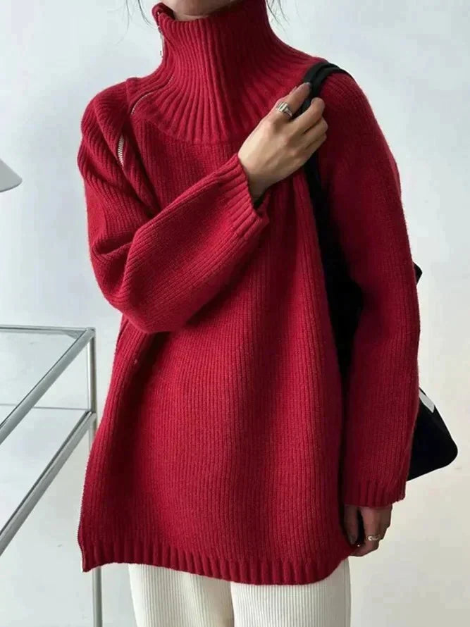 Sweter damski | wysoki kołnierz, dopasowany krój