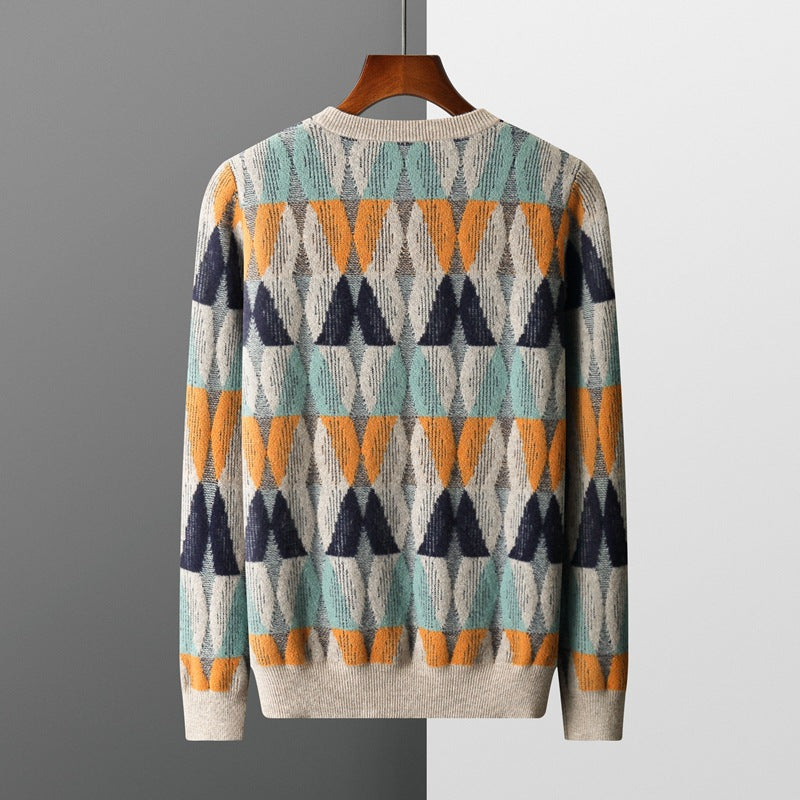 Sweter męski | geometryczny wzór, klasyczny krój
