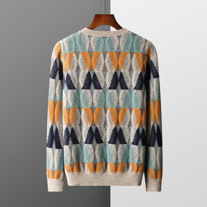 Sweter męski | geometryczny wzór, klasyczny krój