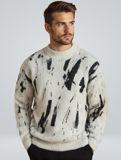 Sweter męski | abstrakcyjny wzór, luźny krój
