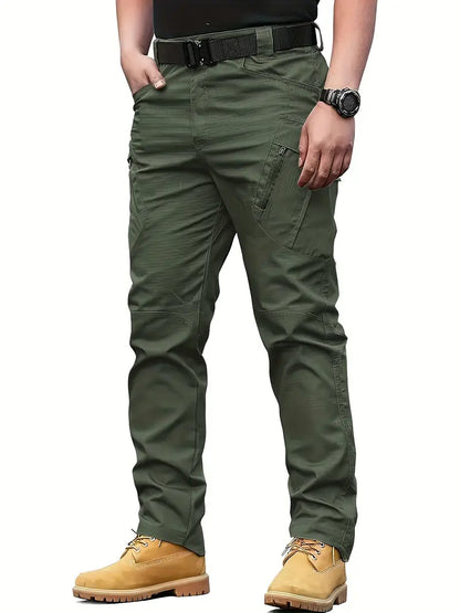 Spodnie taktyczne męskie outdoor | Wiele kieszeni, regulowany pas, zapięcie na zamek i guzik | Styl na hiking i kemping