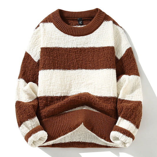 Sweter męski | poziome paski, gruba dzianina