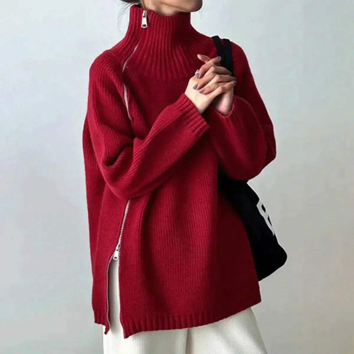 Sweter damski | wysoki kołnierz, dopasowany krój