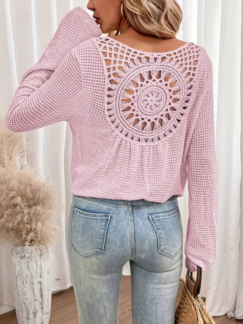 Sweter damski | dekolt V, strukturalny splot