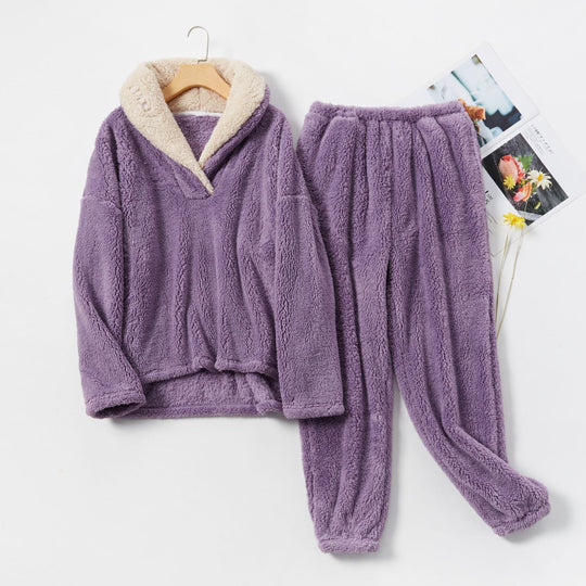 Piżama damska | fleece, kołnierz sherpa