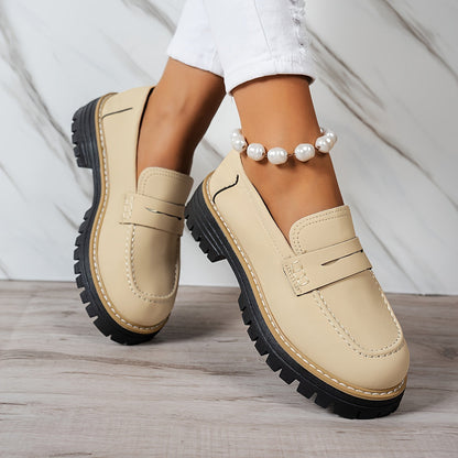 Mokasyny damskie | okrągły nosek, styl retro