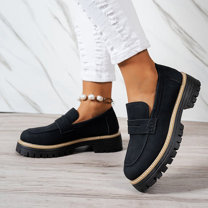 Mokasyny damskie | okrągły nosek, styl retro