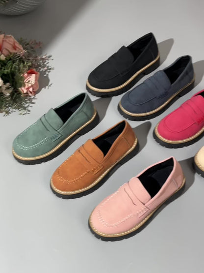 Mokasyny damskie | okrągły nosek, styl retro