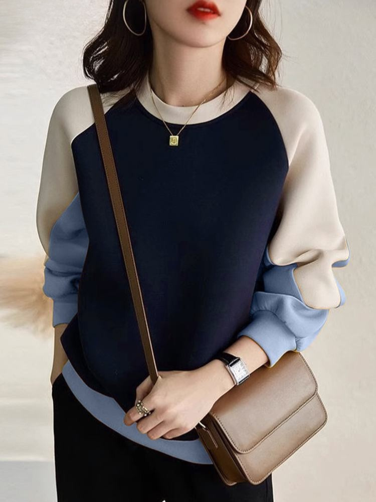 Sweter damski | patchwork, kolorowe bloki