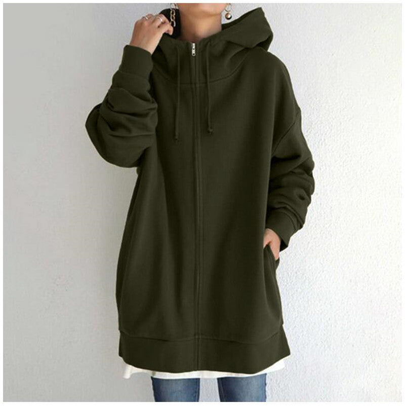 Bluza damska | wydłużony oversize, pełny zamek