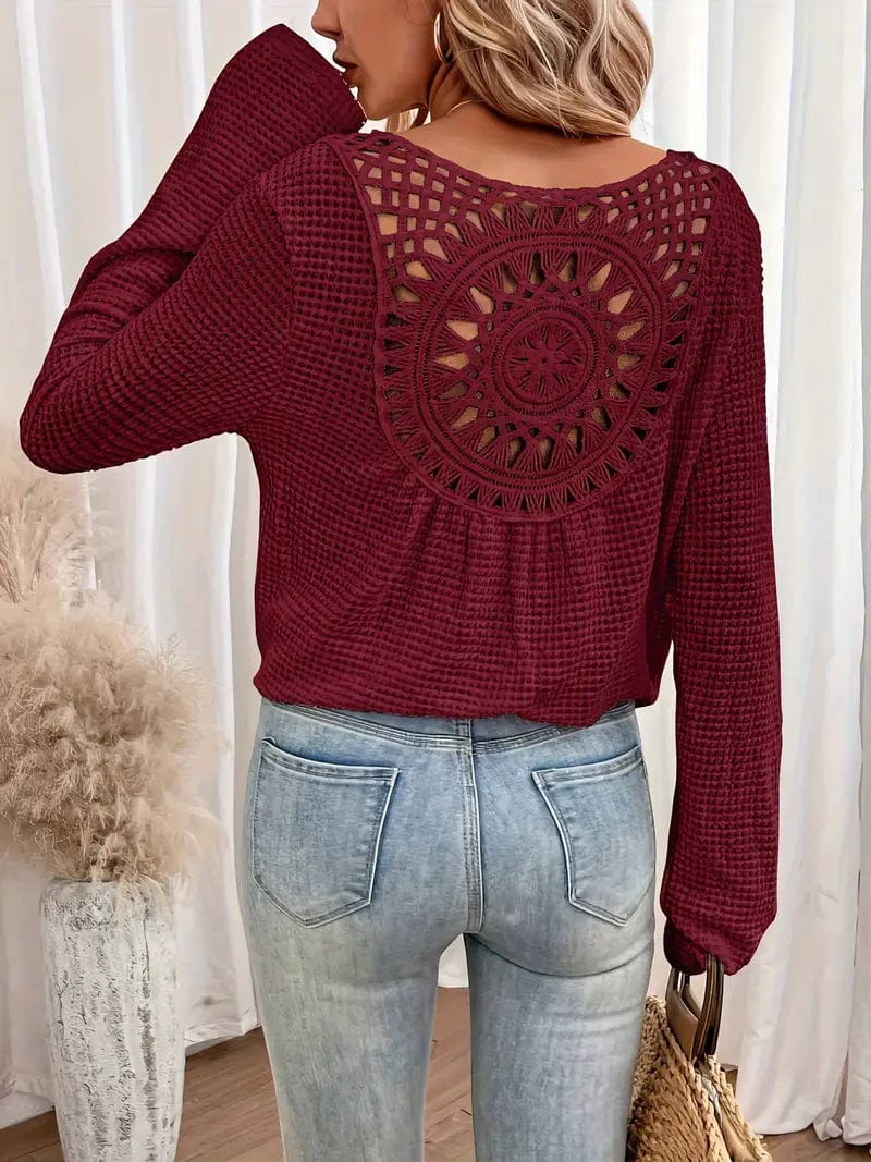 Sweter damski | dekolt V, strukturalny splot