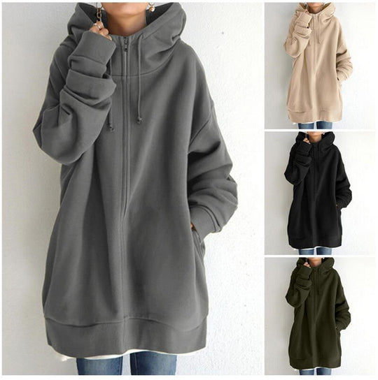 Bluza damska | wydłużony oversize, pełny zamek