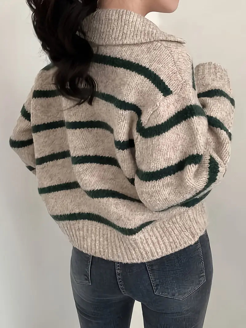 Sweter damski | paski, prosty krój