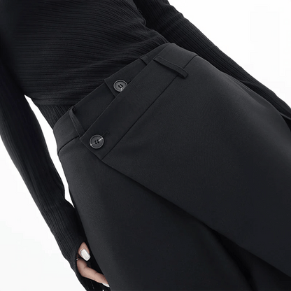 Pien - Spodnie damskie szerokie | Asymetryczny krój, szerokie nogawki | Elegancki styl na co dzień