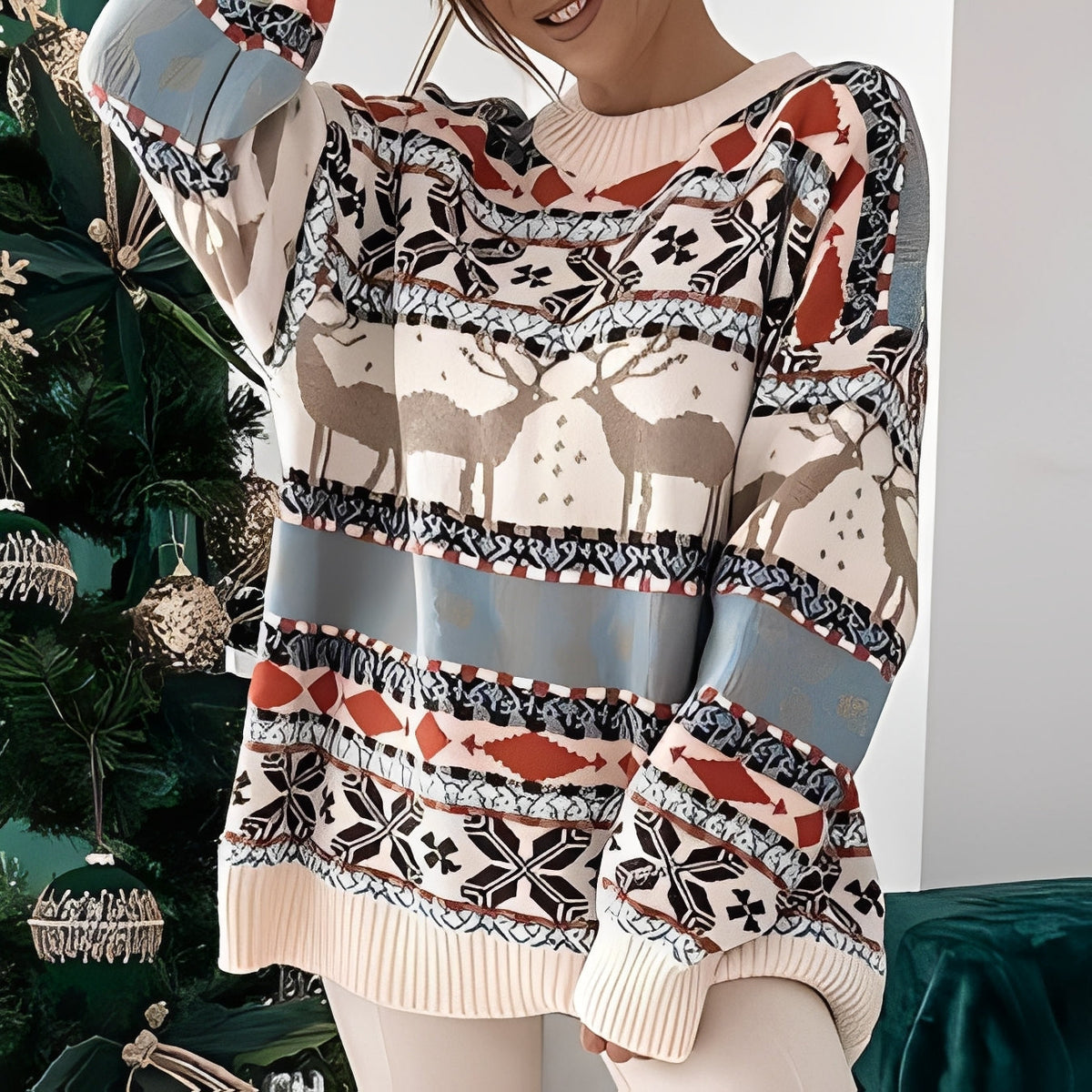 Sweter damski | świąteczny, zimowy wzór