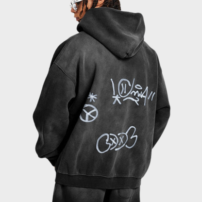 Bluza męska z kapturem | nadruk graffiti, oversize