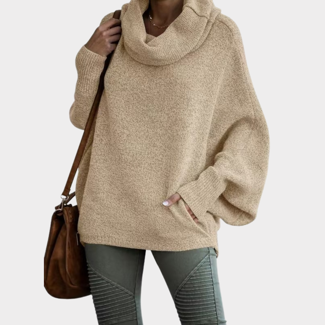 Sweter damski | rękawy nietoperzowe, kieszeń